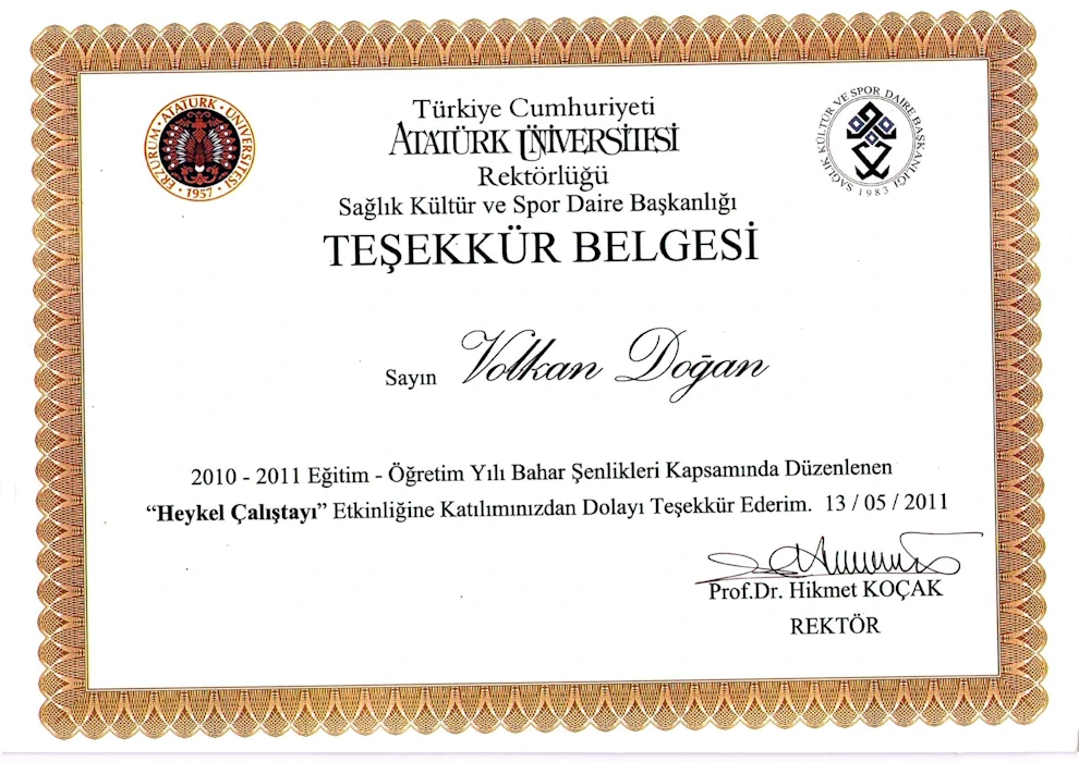 Bahar Şenlikleri Heykel Çalıştayı Teşekkürü