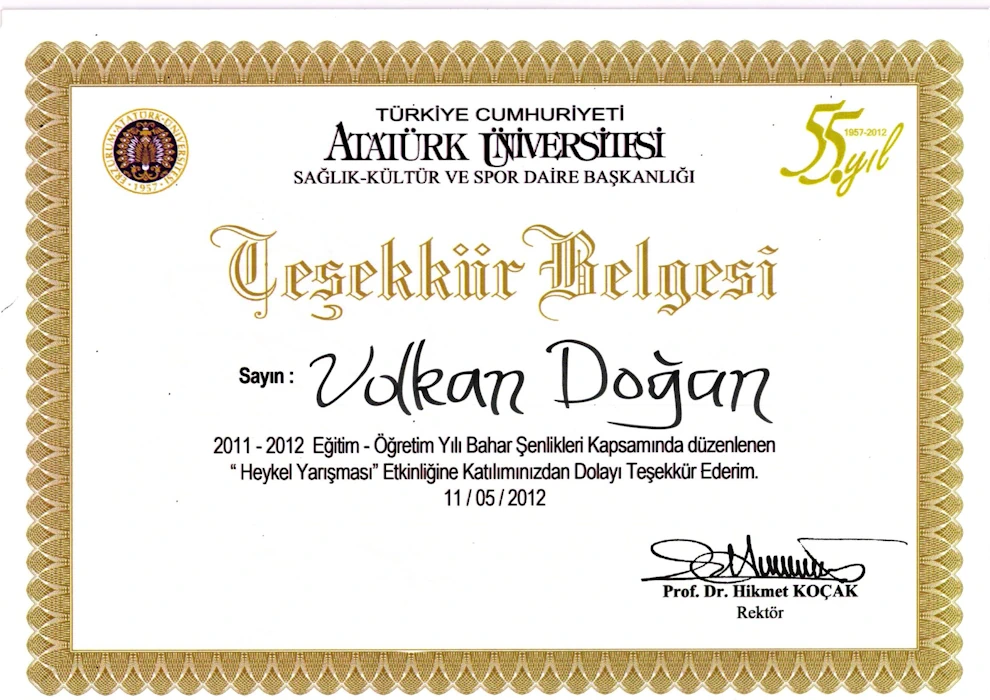 Bahar Şenlikleri Heykel Yarışması Teşekkürü