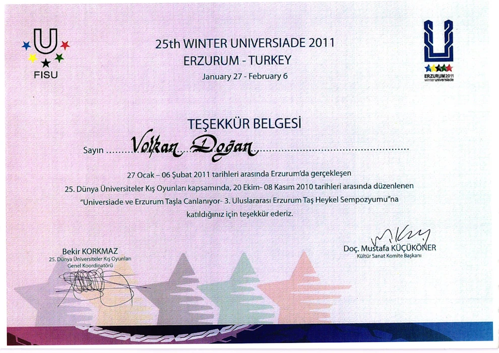 25. Dünya Üniversiteler Kış Oyunları Erzurum Taş Heykel Sempozyumu 2011