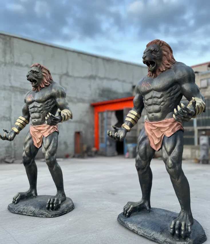 Lion Head Statue Side Profile View