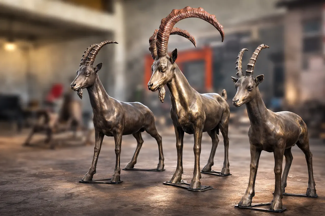 Goat Statue Installation by Animal Sculptures