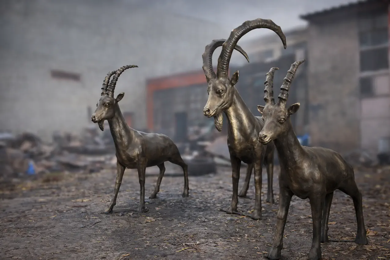 Goat Statue Frontal Detail View