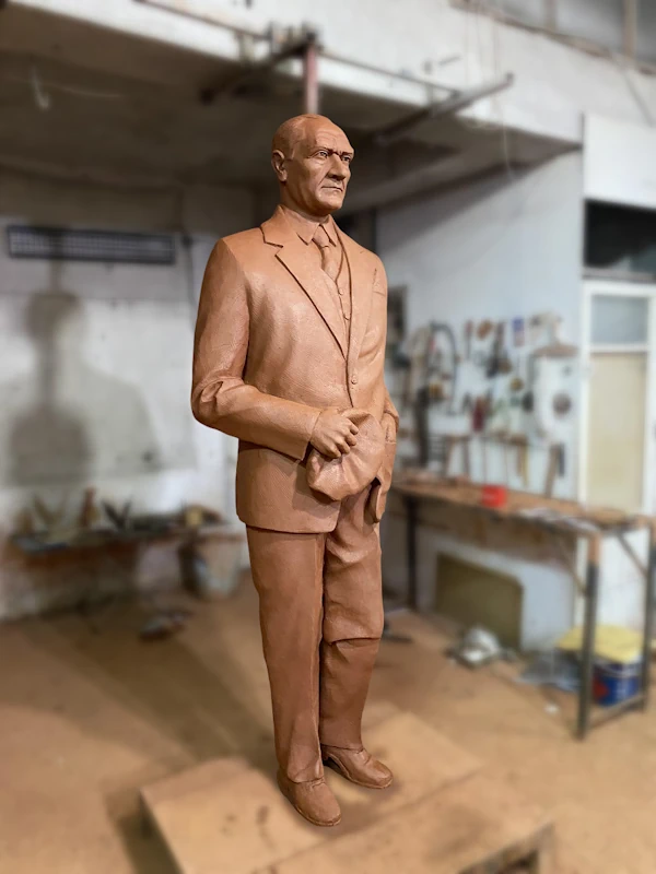 Big Square Atatürk Statue Side Profile View