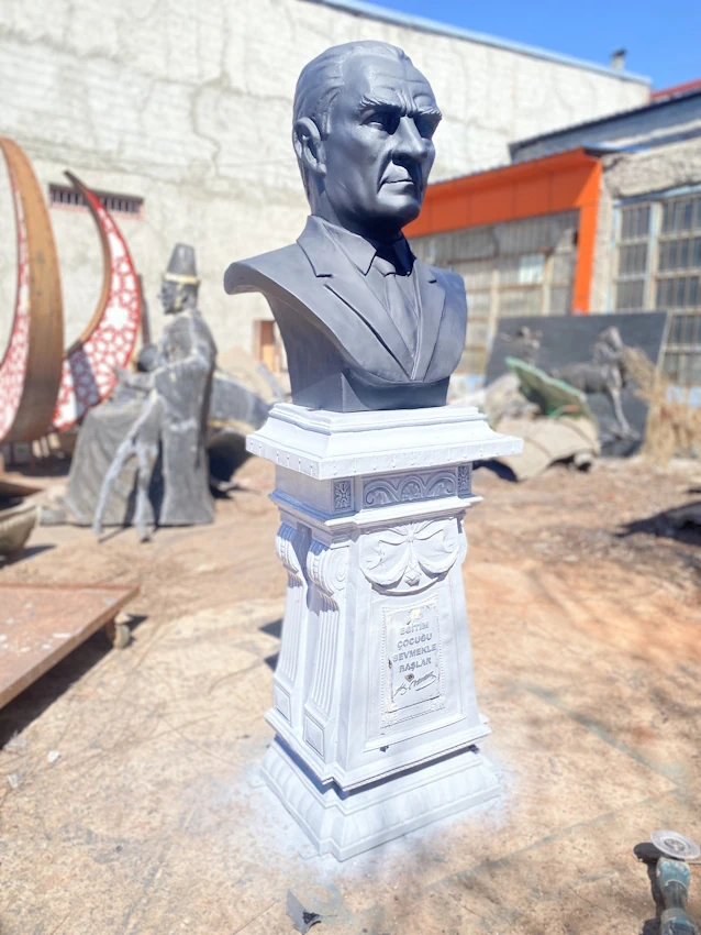 Mustafa Kemal Bust Frontal Detail View