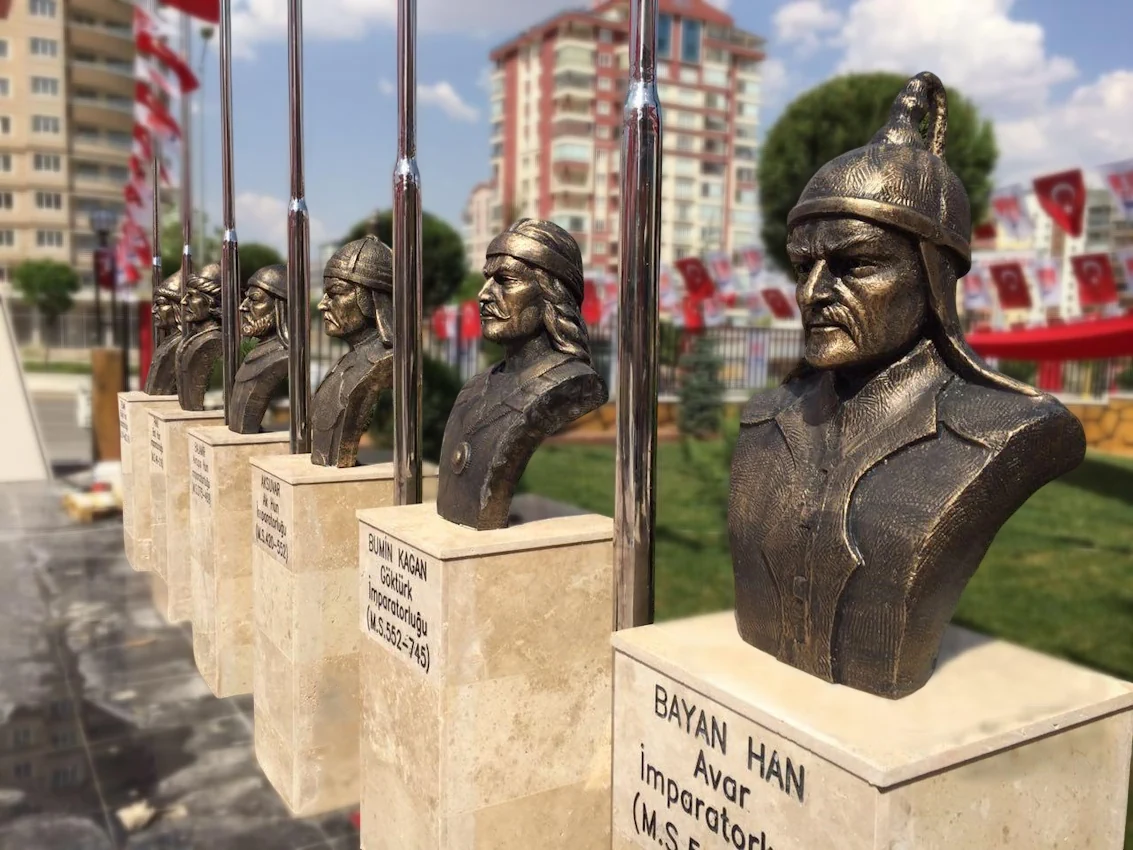 Historical Turkish Leaders Bust Statues Frontal Detail View