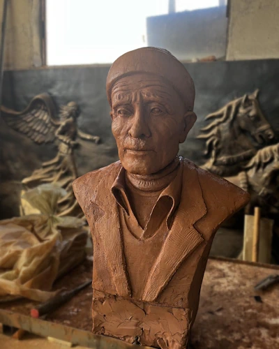 Personalized father and son bronze bust sculpture, atelier work