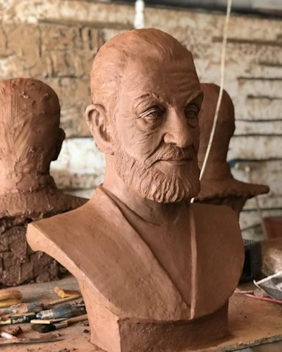 Necip Fazil Kisakurek bust, handmade clay sculpture