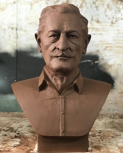 Suleyman Seba bust, handcrafted sculpture with bronze patina