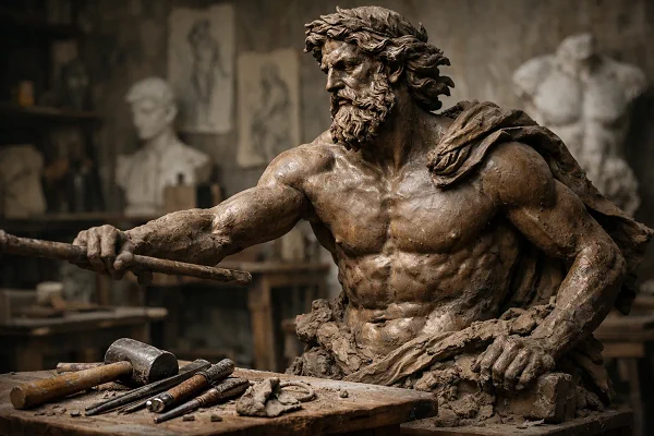 What is sculpture: Aesthetic expression created through three-dimensional forms