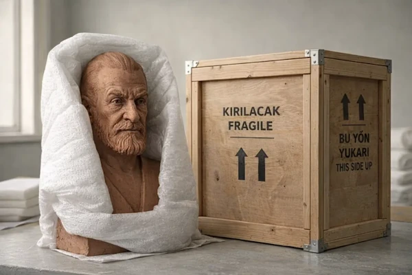 Sculpture and bust safely packed and delivered with specialized shipping company