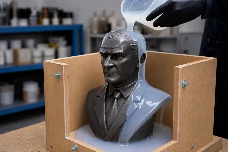 Making molds with silicone and sculpture mold casting